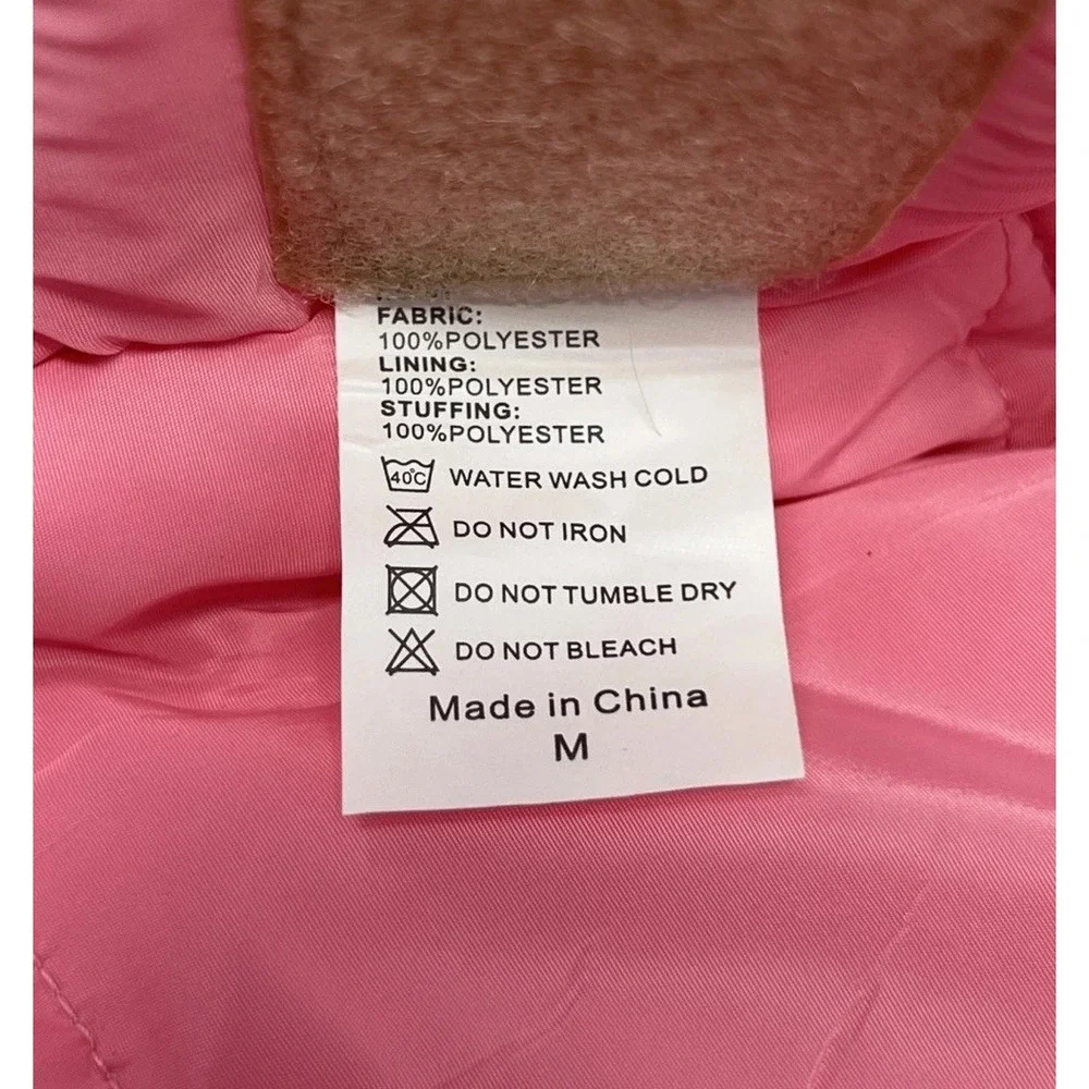 Dog Puffer Coat Reversible Reflective Waterproof Jacket Medium Pink Plaid Kuoser